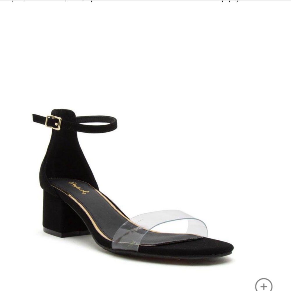 Qupid Shoes Jaden Clear Strappy Heels in Black